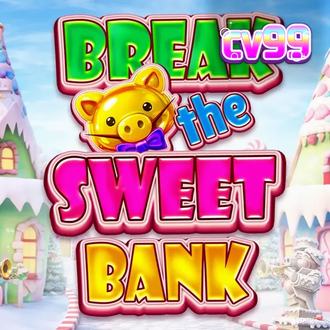 Makulay na disenyo ng Break the Sweet Bank slot na may mga kendi at piggy bank